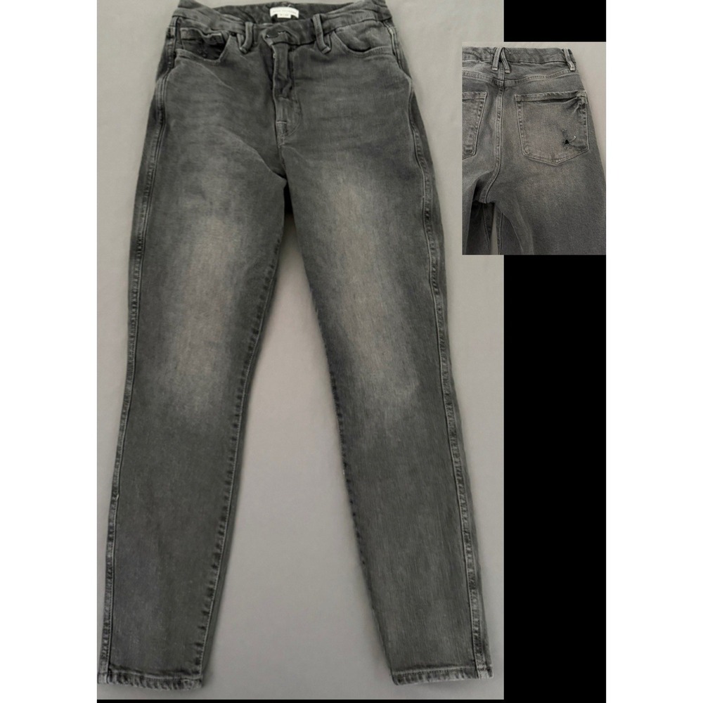 Good American Skinny Jeans Womens 6/28 Black Charcoal Wash High Rise Stretch